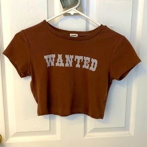 Garage Size Small Cropped Brown Shirt